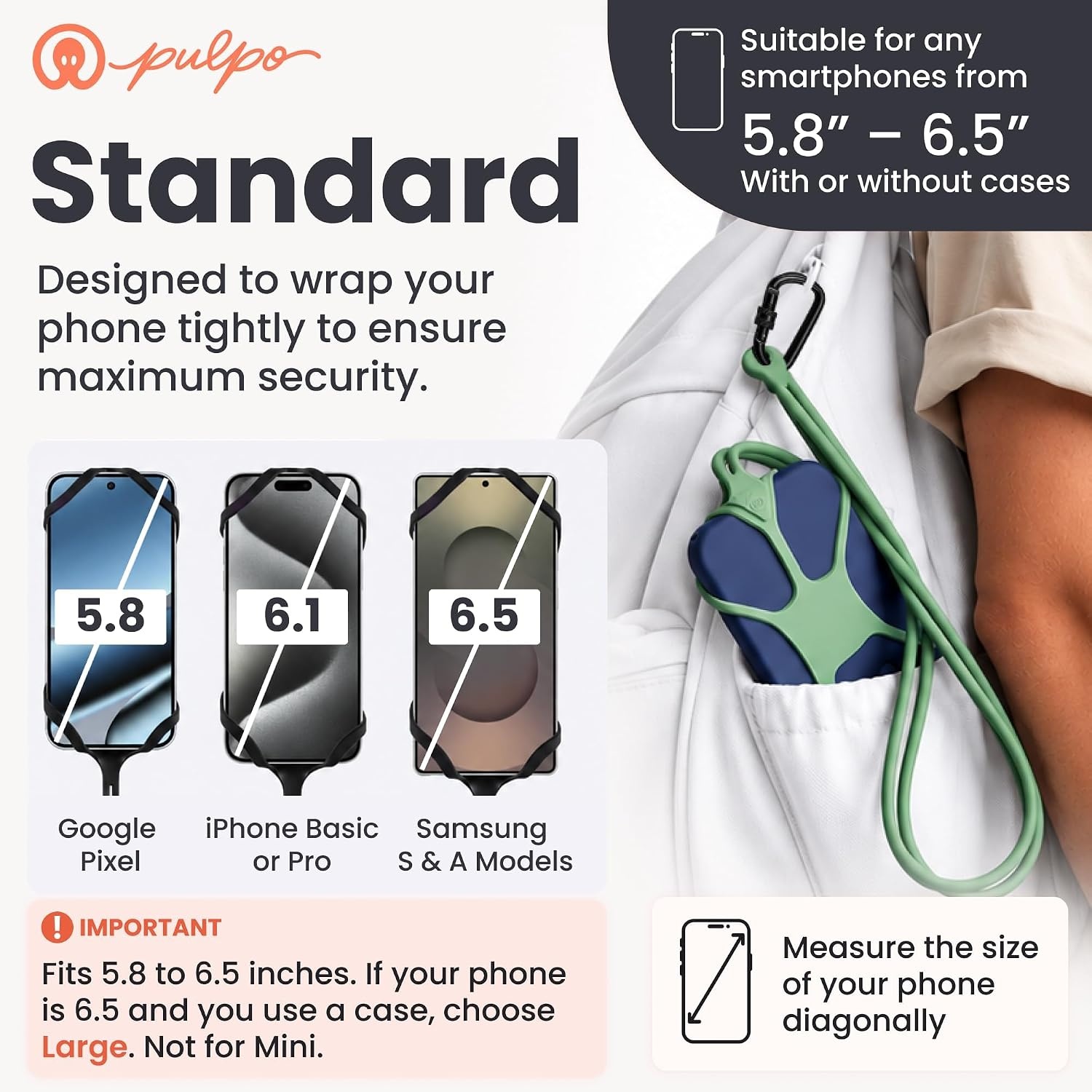 image:imagePulpo Safety Industrial Silicone Phone Lanyard Steel Clasp 2Pack Black