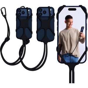 Pulpo Safety Industrial Silicone Phone Lanyard, Steel Clasp, 2-Pack (Black)